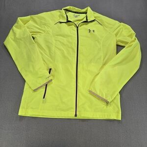 Under Armour Running Jacket Women Medium Neon Yellow Storm1 Full Zip Windbreaker
